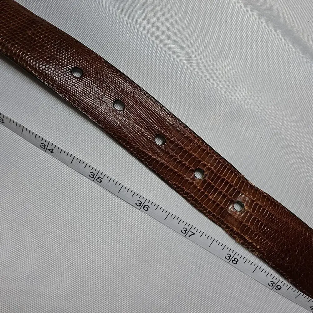 Saks Fifth Ave Unisex Dress Belt 34 Leather Lizard Skin Made in Spain Men Women
